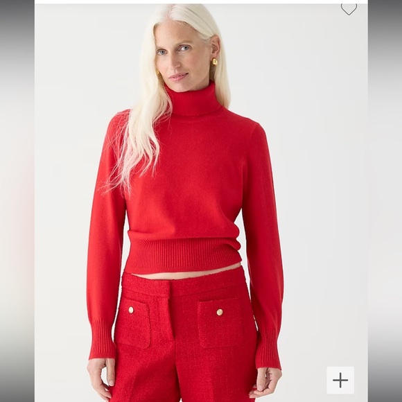 J. Crew Sweaters - J. Crew Cashmere shrunken turtleneck sweater Red Large NWT